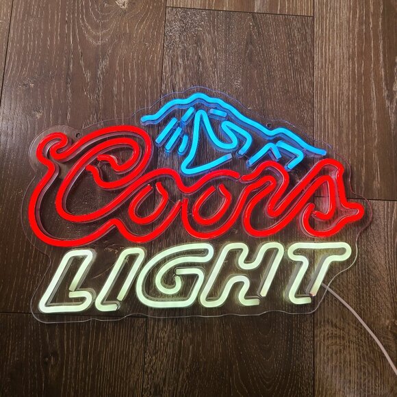 Coors Light Sign - Light Up Faux Neon Coors Light Beer Sign - Picture 1 of 10